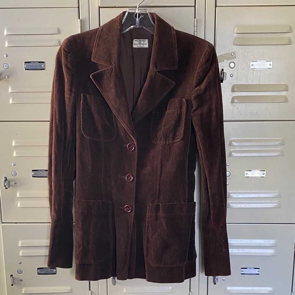Philosophy di Alberta Ferretti Brown Velvet Blazer